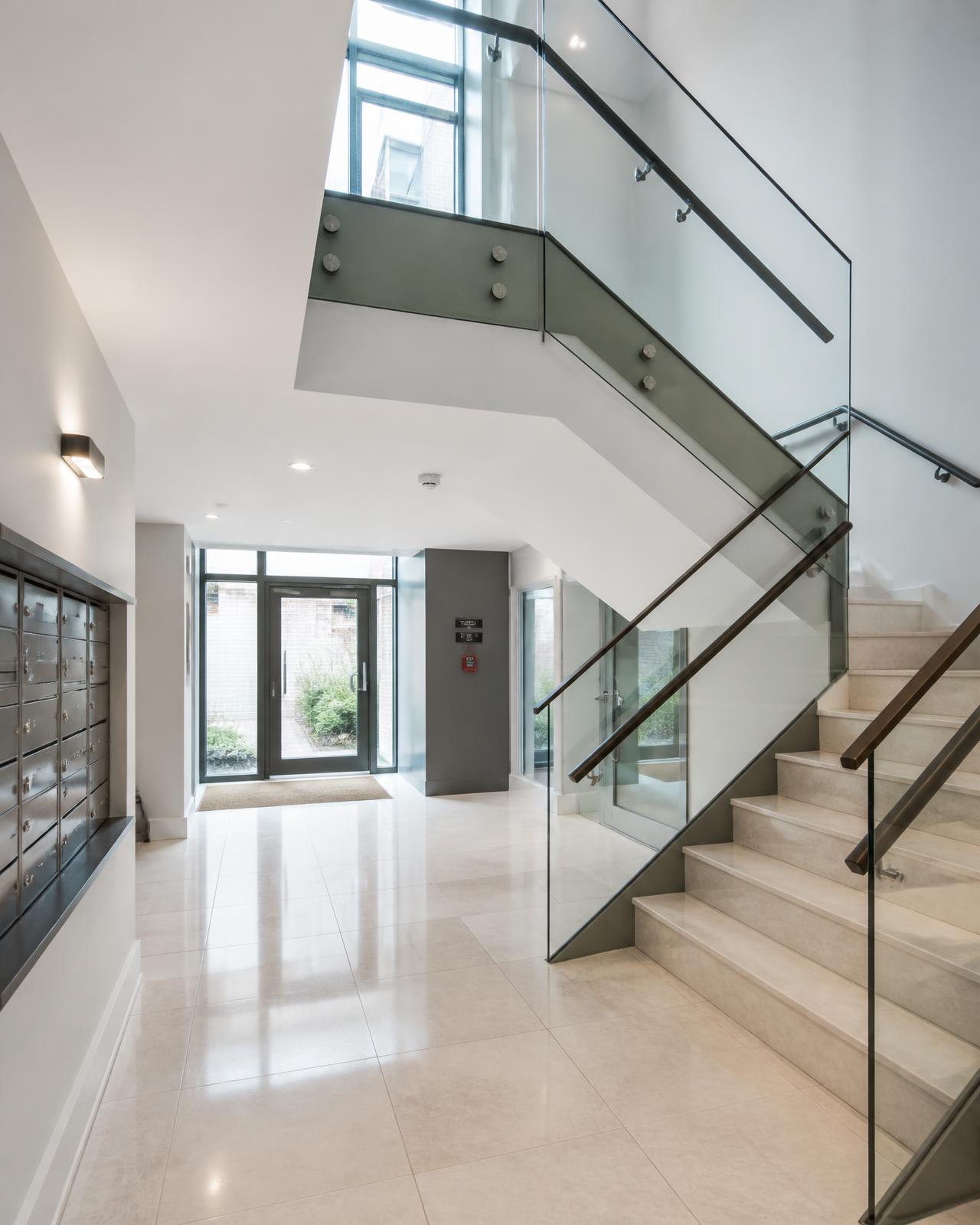 Communal entrance hall and stairwell of a managed block